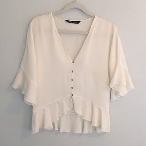 Zara ruffled silk blouse